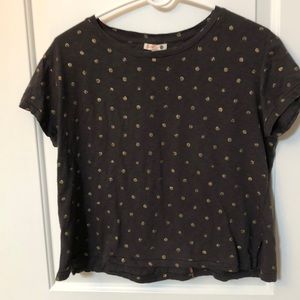 Charcoal and gold polka dot crop top by sundry